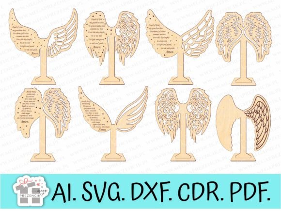 Angel Wings with Laser Cut Prayer Svg