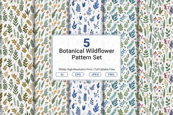 Botanical Wildflower Pattern Set