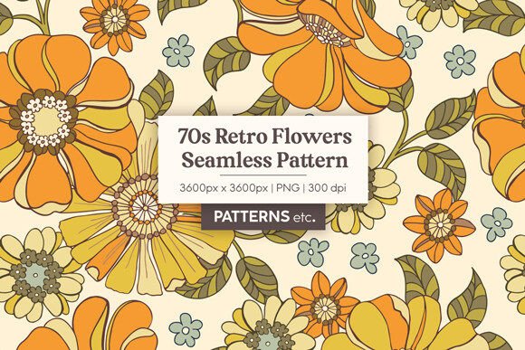 Bringing the Spirit of Flower Power Back to Your Designs with 70s Retro Large Flowers Seamless Pattern