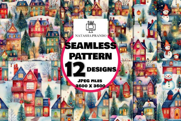 Christmas Houses Seamless Pattern