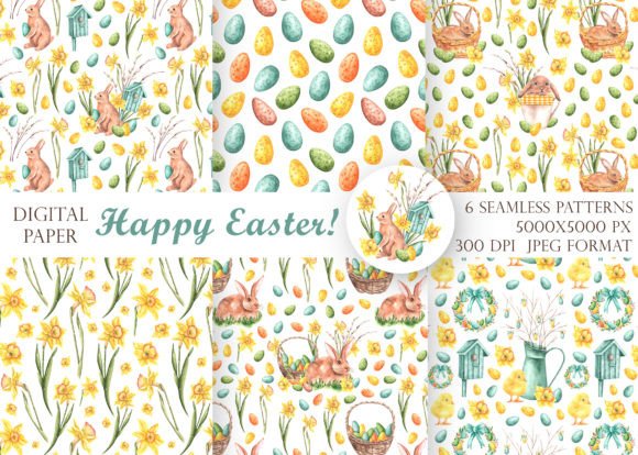 Easter Watercolor Seamless Pattern: Elevating Digital Design with Hand-Painted Artistry