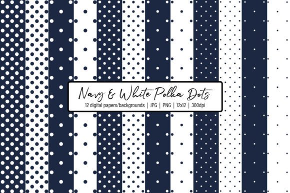 Navy and White Polka Dots