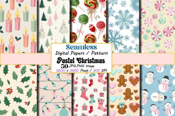 Pastel Christmas Pattern Papers