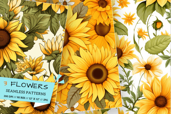 Seamless Floral Pattern, Sunshine: Digital Paper for Creatives
