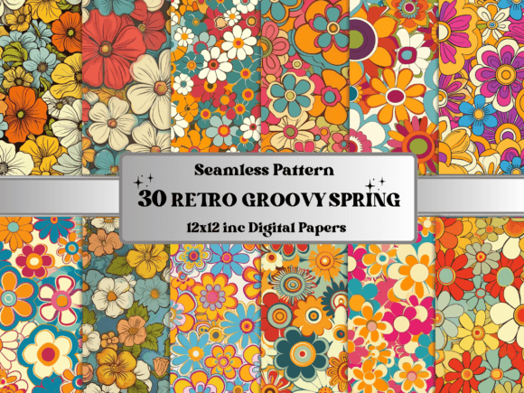 Seamless Retro Groovy Spring Pattern for Creatives