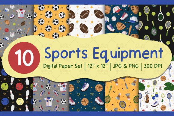 Sports Equipment Digital Paper Set