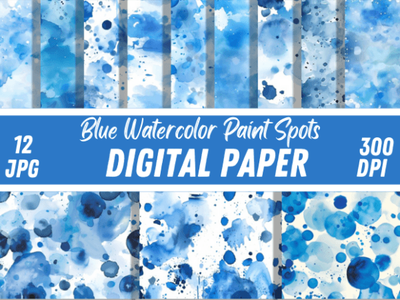 Watercolor Blue Skies Paint Spots Paper: A Digital Resource for Creative Expression